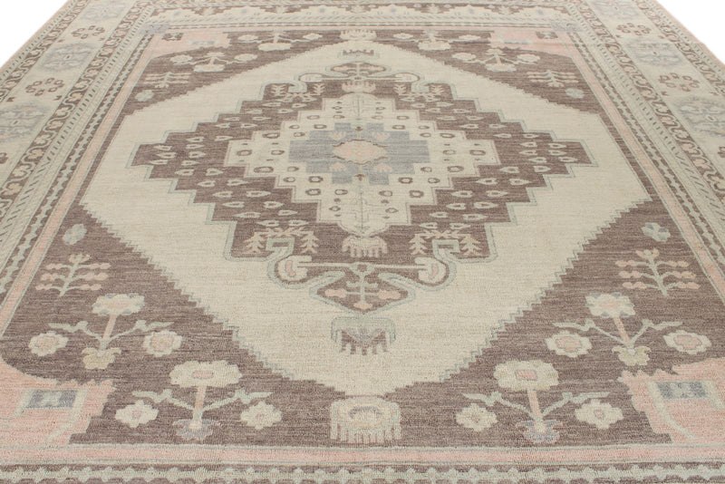 12x15 Beige and Multicolor Turkish Oushak Rug