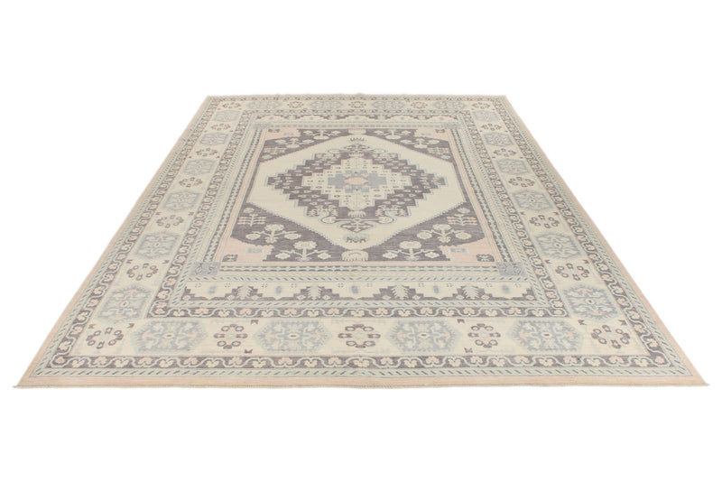 10x14 Beige and Multicolor Turkish Oushak Rug