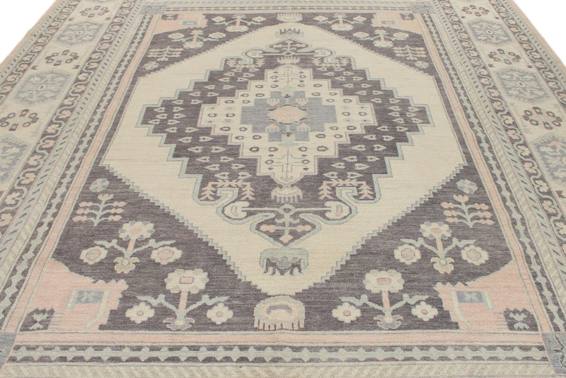 10x14 Beige and Multicolor Turkish Oushak Rug