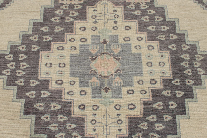 10x14 Beige and Multicolor Turkish Oushak Rug