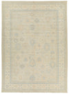 10x14 Light Gray and Ivory Turkish Oushak Rug