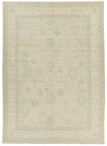 10x14 Light Gray and Ivory Turkish Oushak Rug