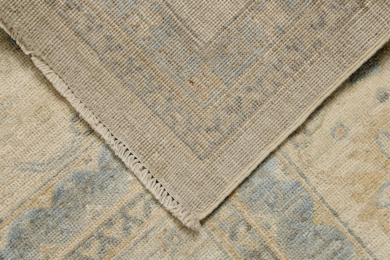 10x14 Light Gray and Ivory Turkish Oushak Rug