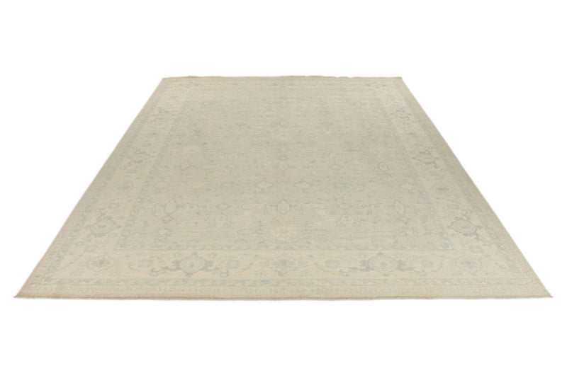 10x14 Beige and Ivory Turkish Oushak Rug