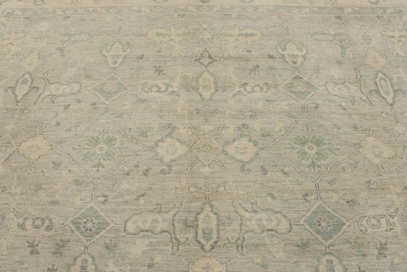 10x14 Beige and Ivory Turkish Oushak Rug