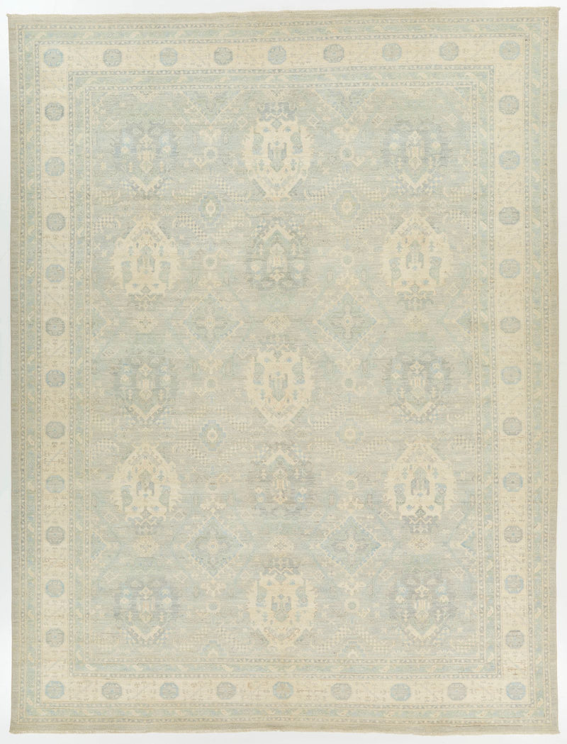 10x14 Gray and Beige Turkish Oushak Rug