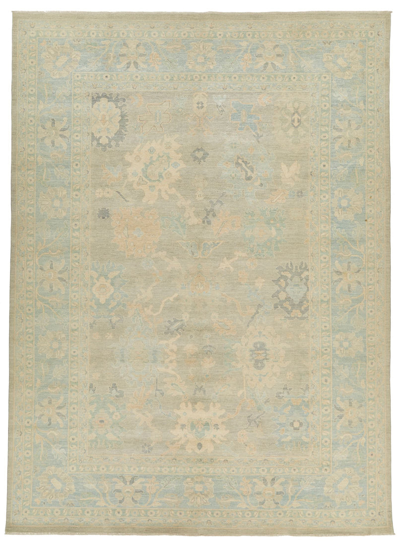 10x14 Blue and Light Blue Turkish Oushak Rug