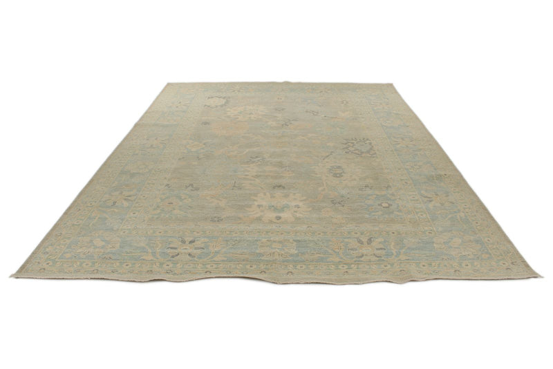 10x14 Blue and Light Blue Turkish Oushak Rug