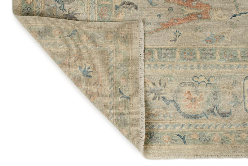 8x10 Ivory and Multicolor Turkish Oushak Rug