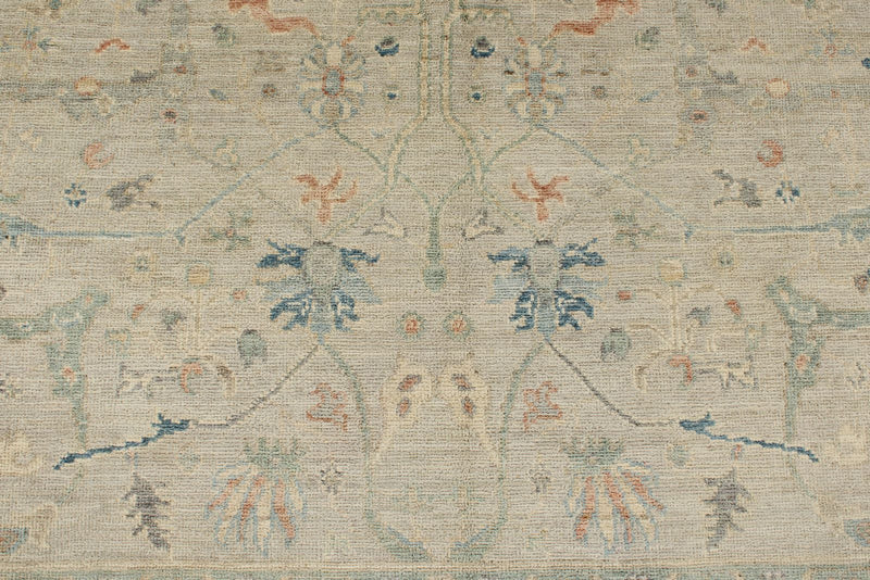 8x10 Ivory and Multicolor Turkish Oushak Rug