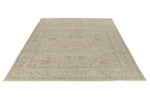 8x10 Ivory and Multicolor Turkish Oushak Rug