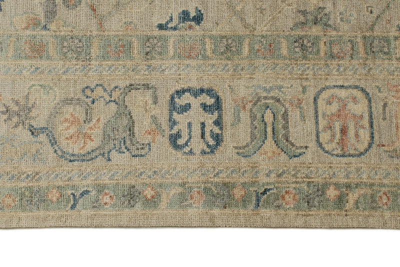 8x10 Ivory and Multicolor Turkish Oushak Rug