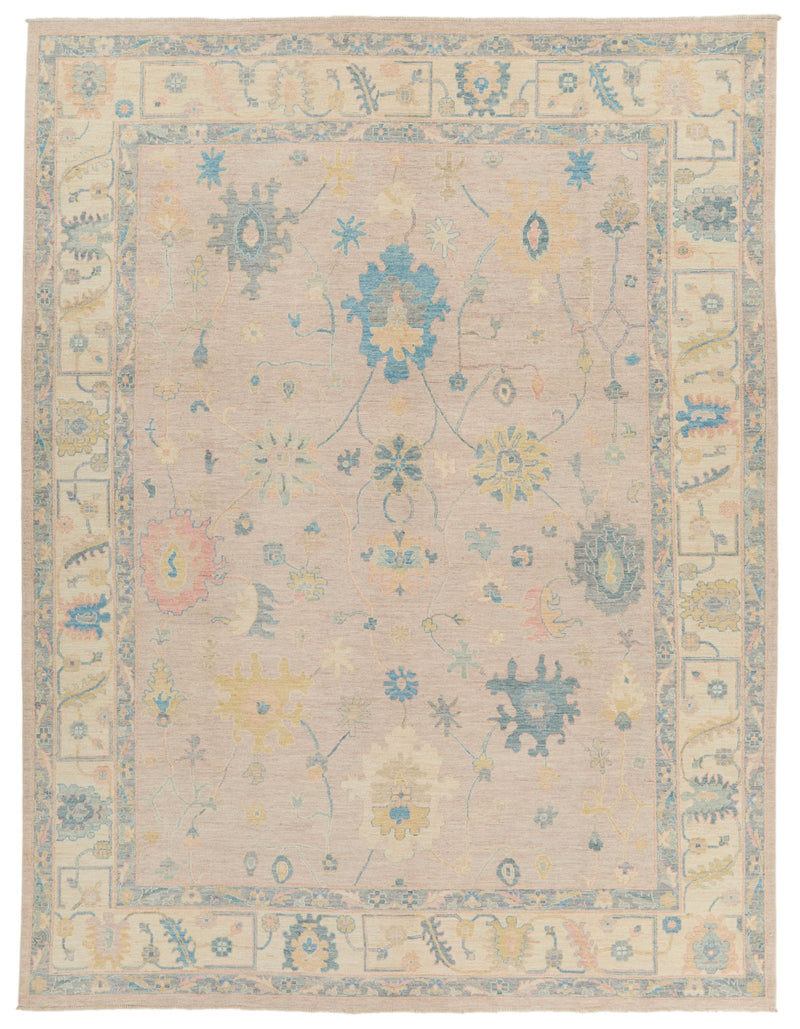9x12 Light Purple and Ivory Turkish Oushak Rug