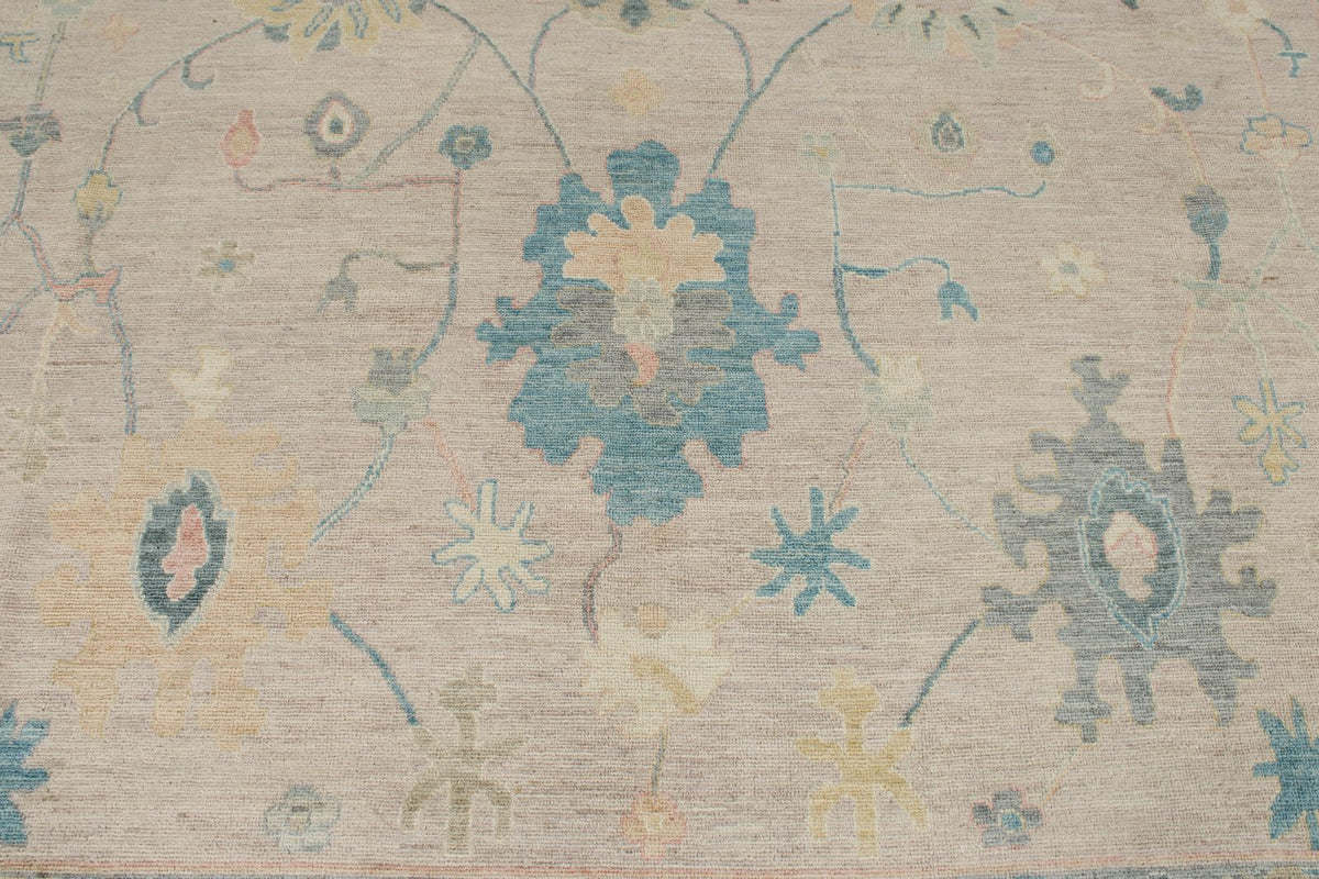 9x12 Light Purple and Ivory Turkish Oushak Rug