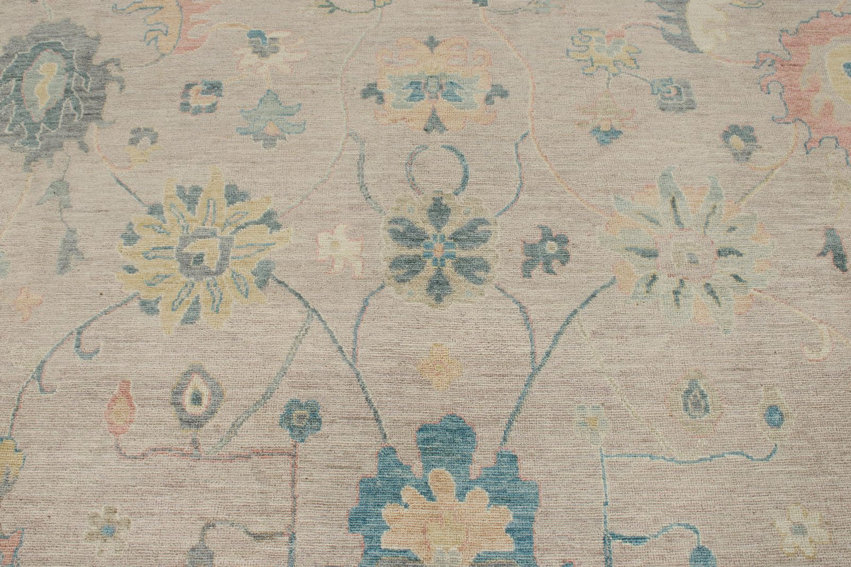 9x12 Light Purple and Ivory Turkish Oushak Rug