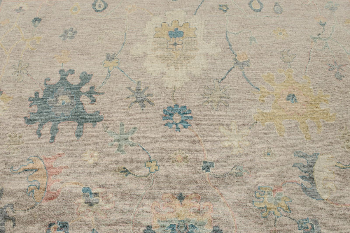 9x12 Light Purple and Ivory Turkish Oushak Rug