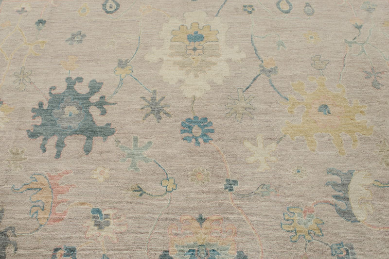9x12 Light Purple and Ivory Turkish Oushak Rug