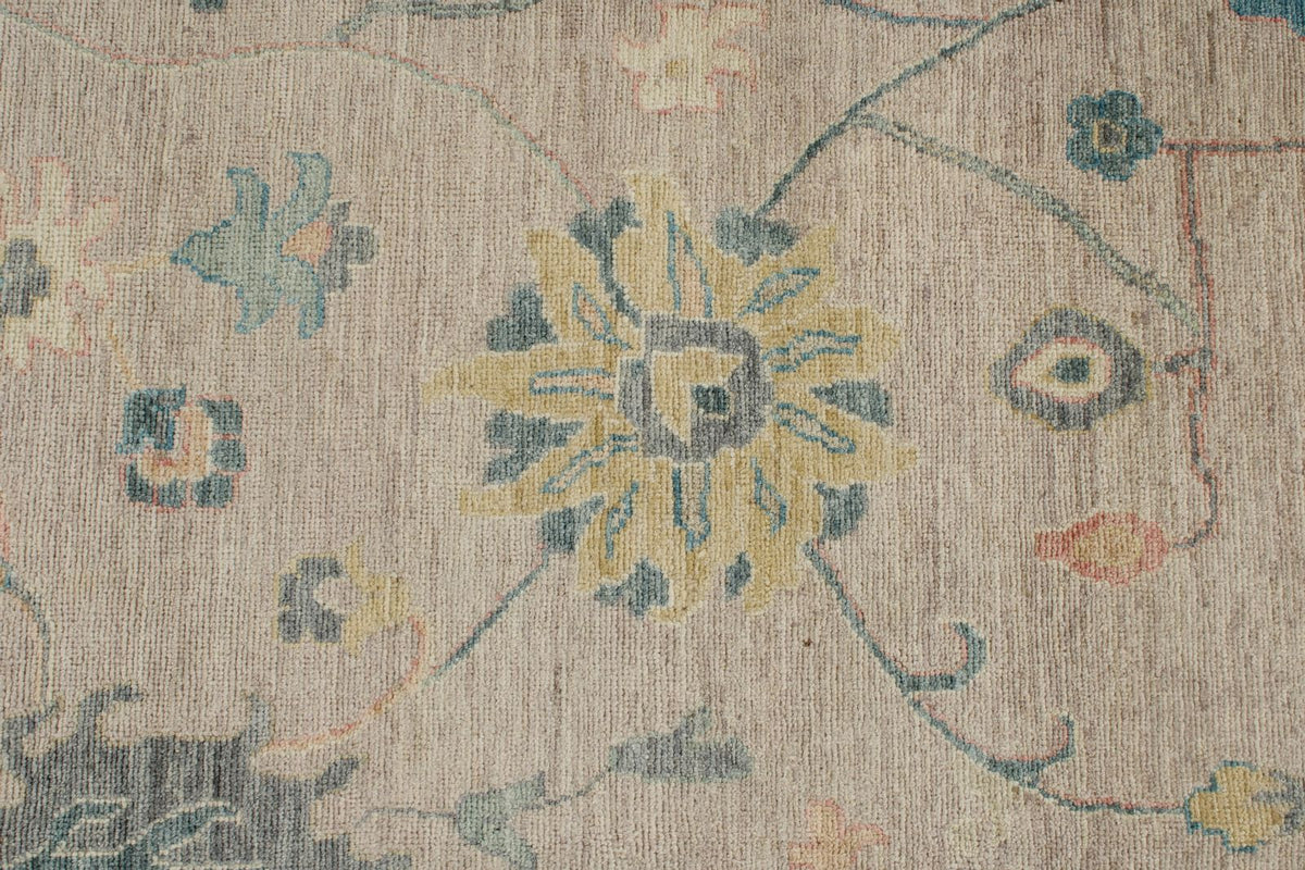 9x12 Light Purple and Ivory Turkish Oushak Rug
