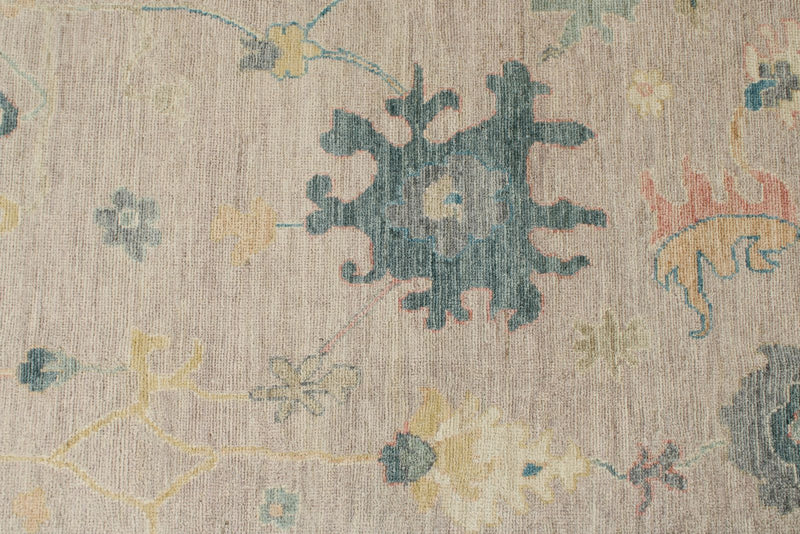9x12 Light Purple and Ivory Turkish Oushak Rug