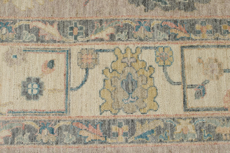 9x12 Light Purple and Ivory Turkish Oushak Rug