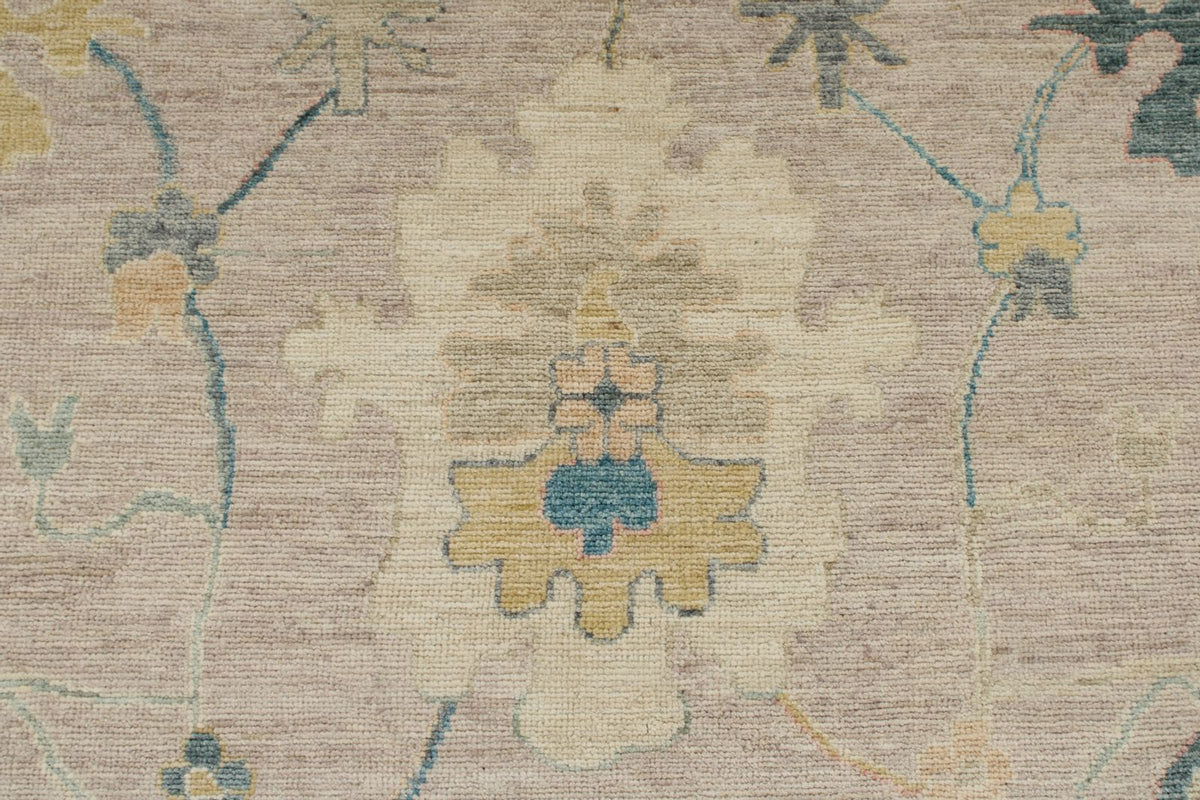 9x12 Light Purple and Ivory Turkish Oushak Rug