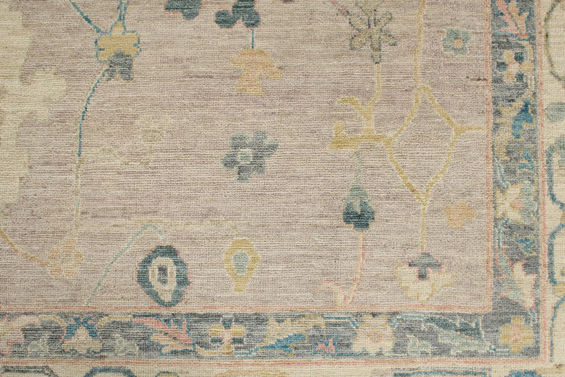 9x12 Light Purple and Ivory Turkish Oushak Rug