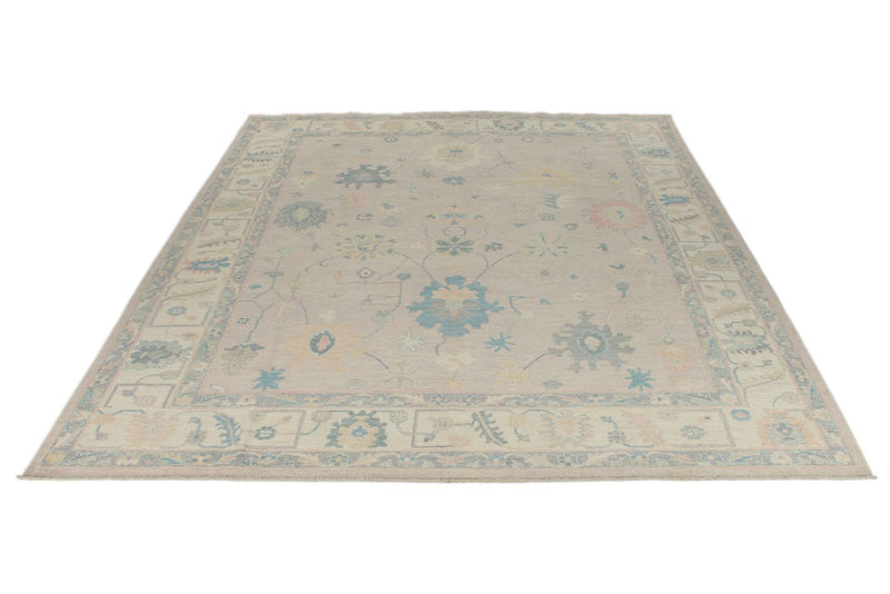 9x12 Light Purple and Ivory Turkish Oushak Rug