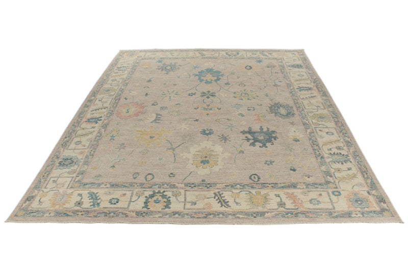 9x12 Light Purple and Ivory Turkish Oushak Rug