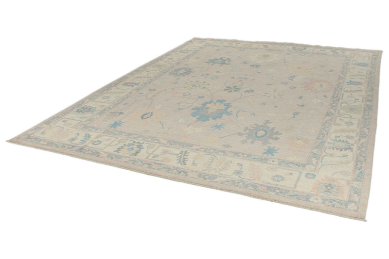 9x12 Light Purple and Ivory Turkish Oushak Rug