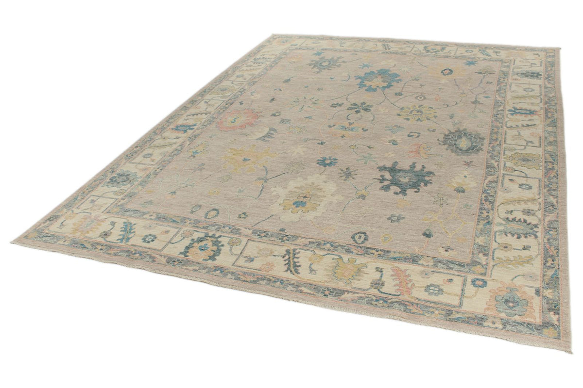 9x12 Light Purple and Ivory Turkish Oushak Rug