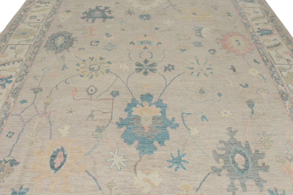 9x12 Light Purple and Ivory Turkish Oushak Rug
