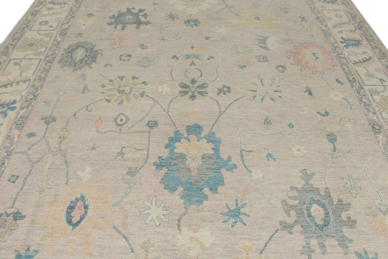 9x12 Light Purple and Ivory Turkish Oushak Rug