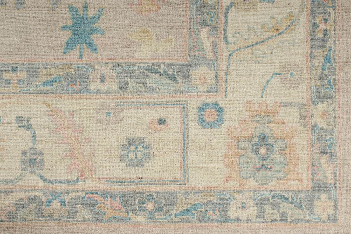9x12 Light Purple and Ivory Turkish Oushak Rug
