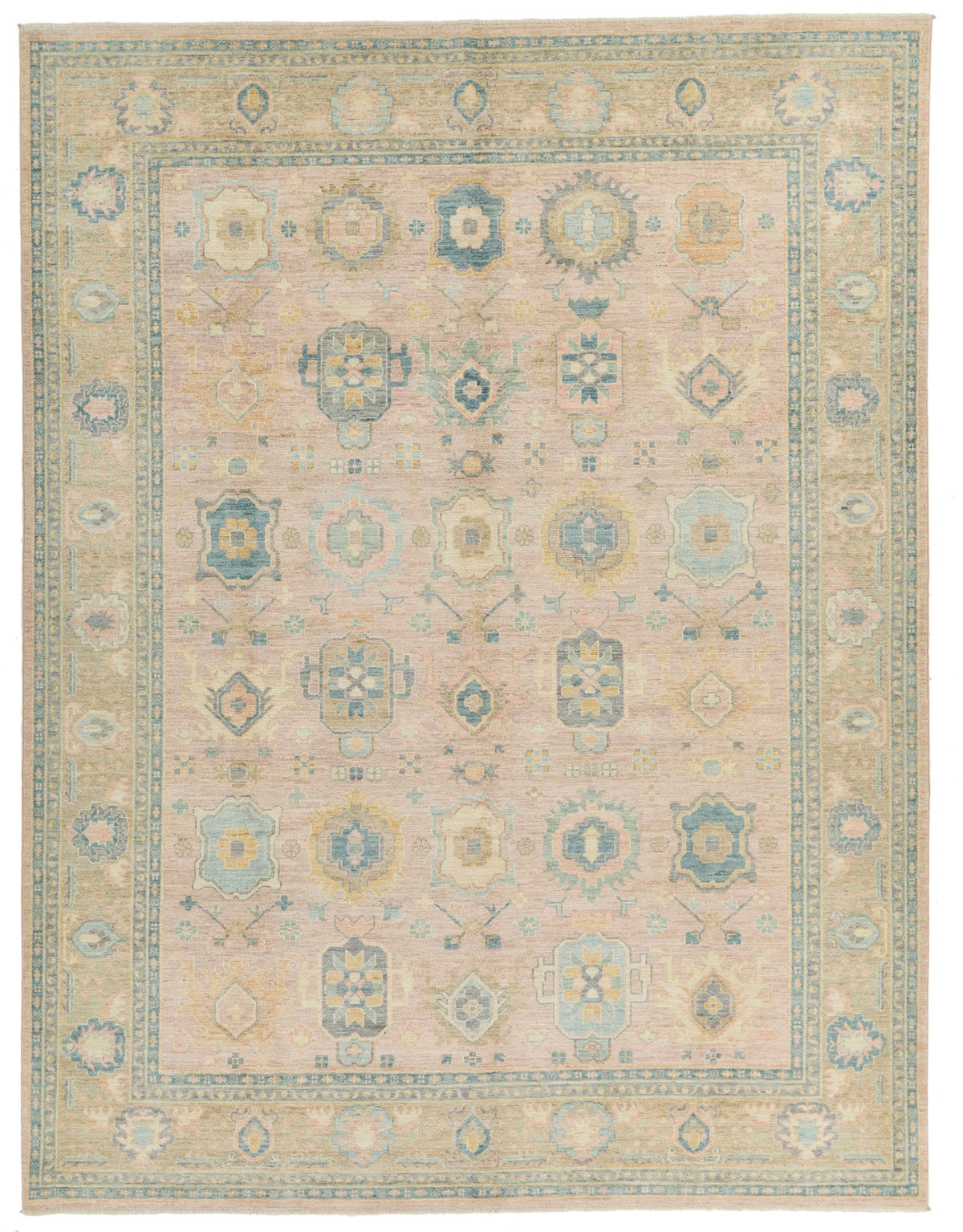 9x12 Pınk and Light Camel Turkish Oushak Rug