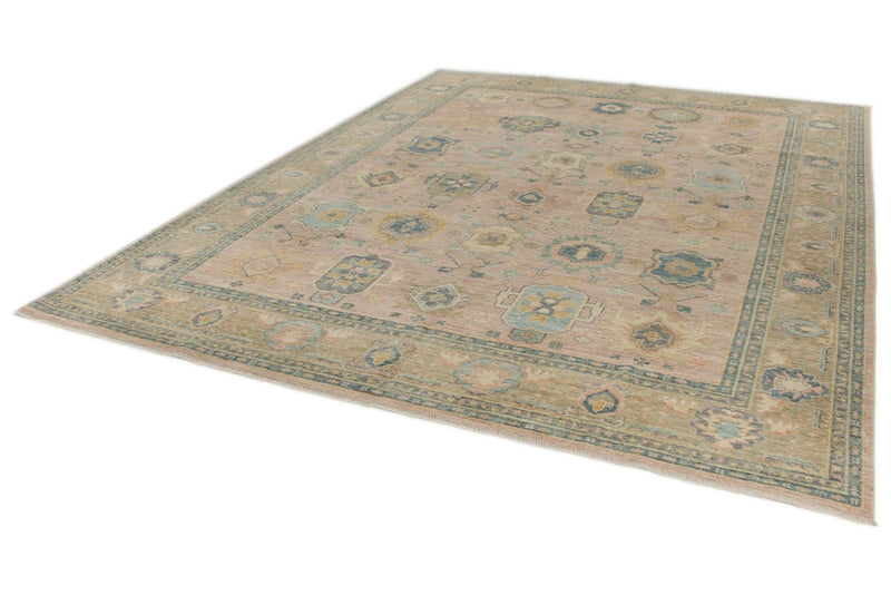 9x12 Pınk and Light Camel Turkish Oushak Rug
