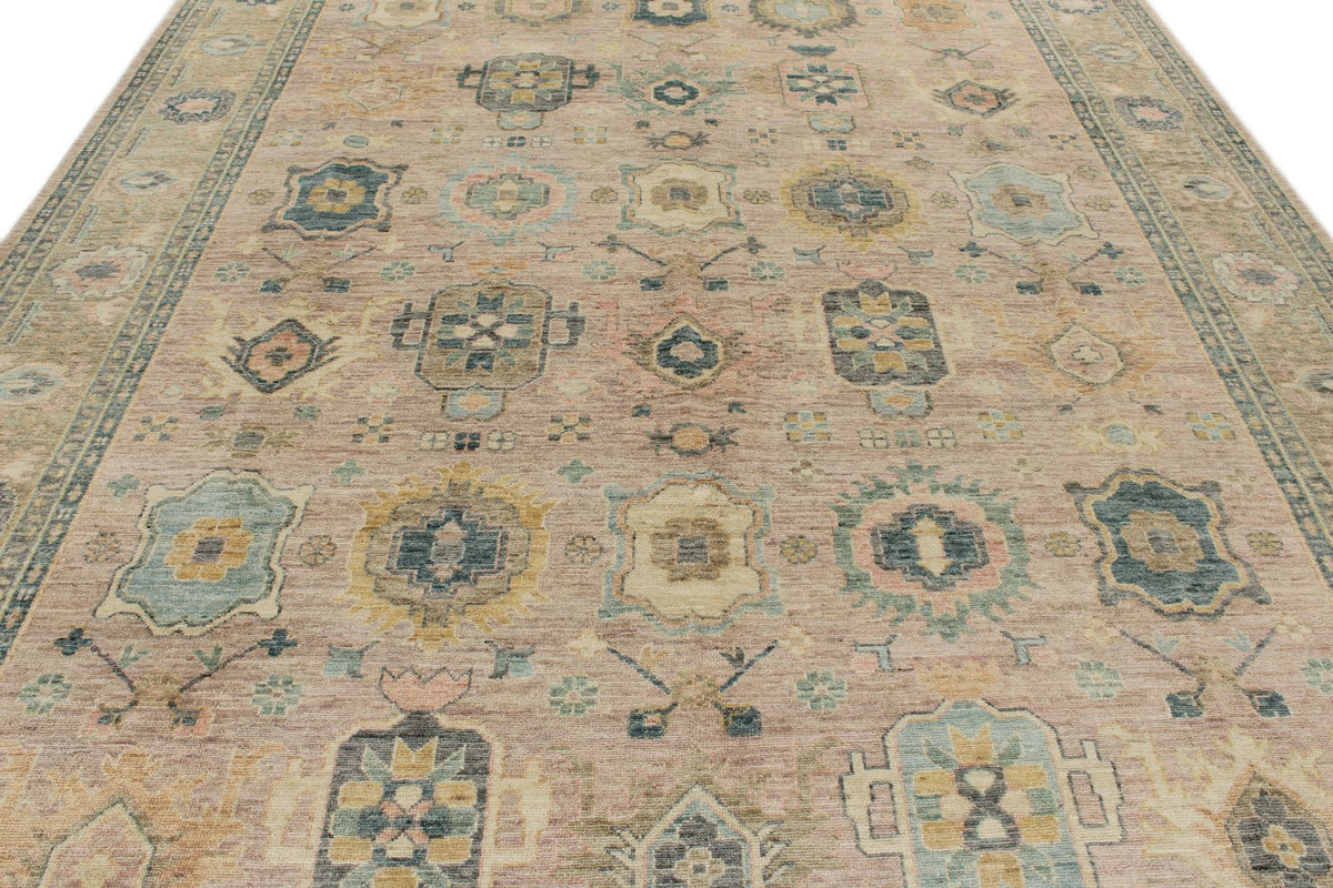 9x12 Pınk and Light Camel Turkish Oushak Rug