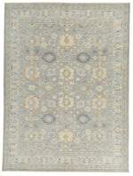 9x12 Light Gray and Light Blue Turkish Oushak Rug