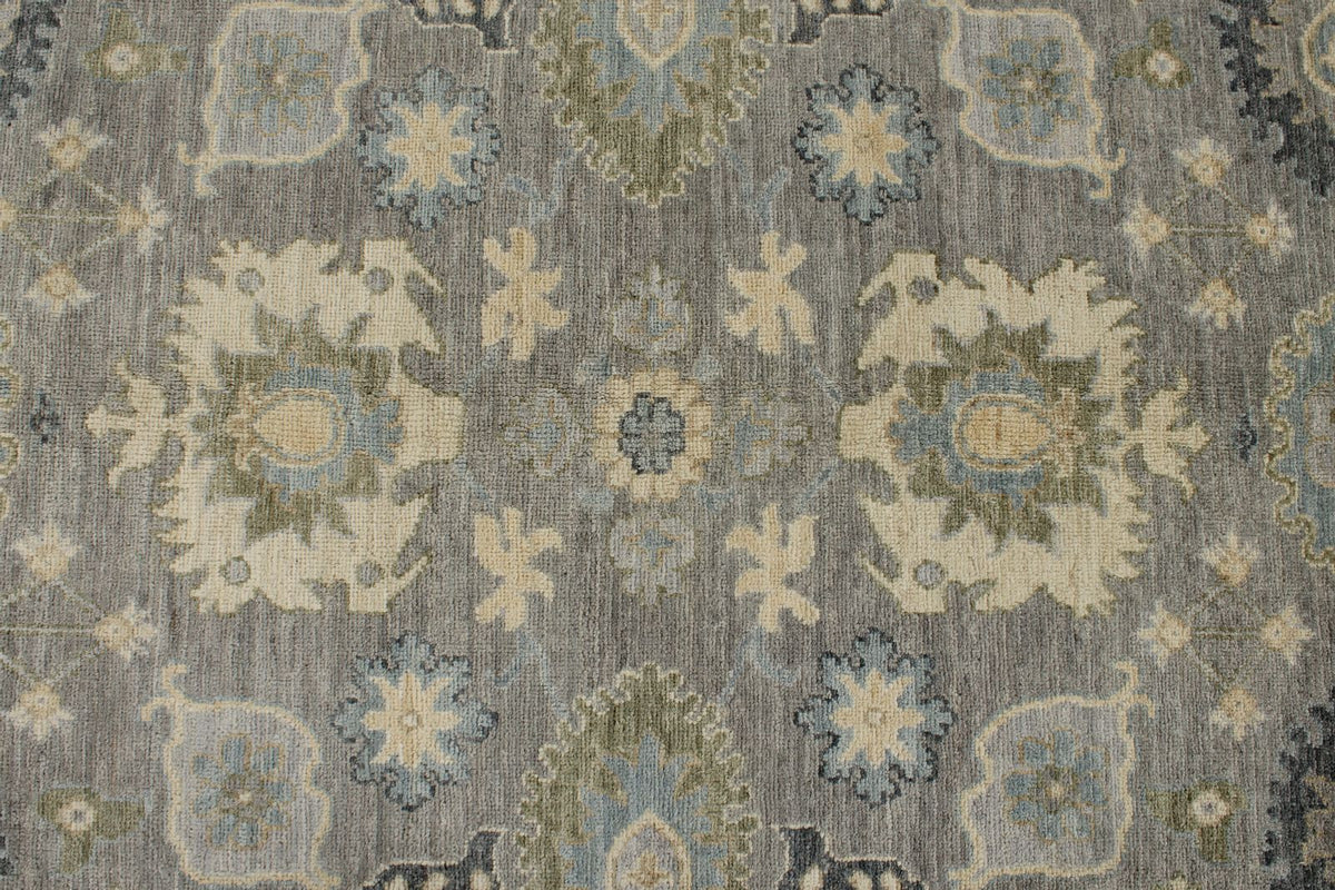 9x12 Light Gray and Light Blue Turkish Oushak Rug