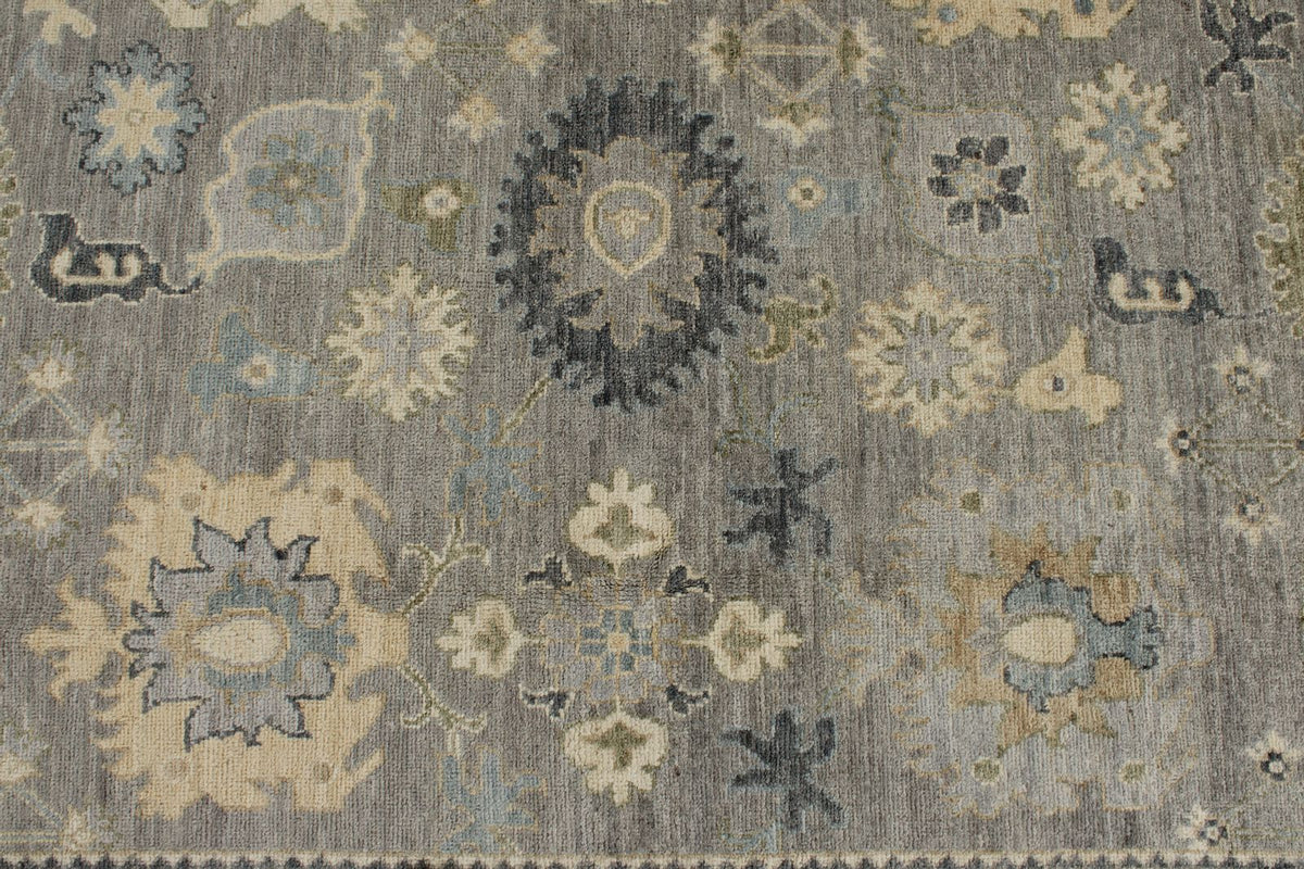 9x12 Light Gray and Light Blue Turkish Oushak Rug