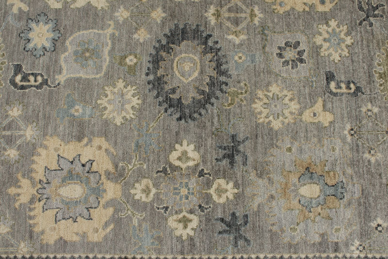 9x12 Light Gray and Light Blue Turkish Oushak Rug