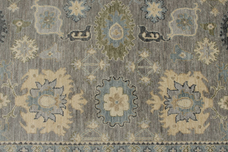 9x12 Light Gray and Light Blue Turkish Oushak Rug