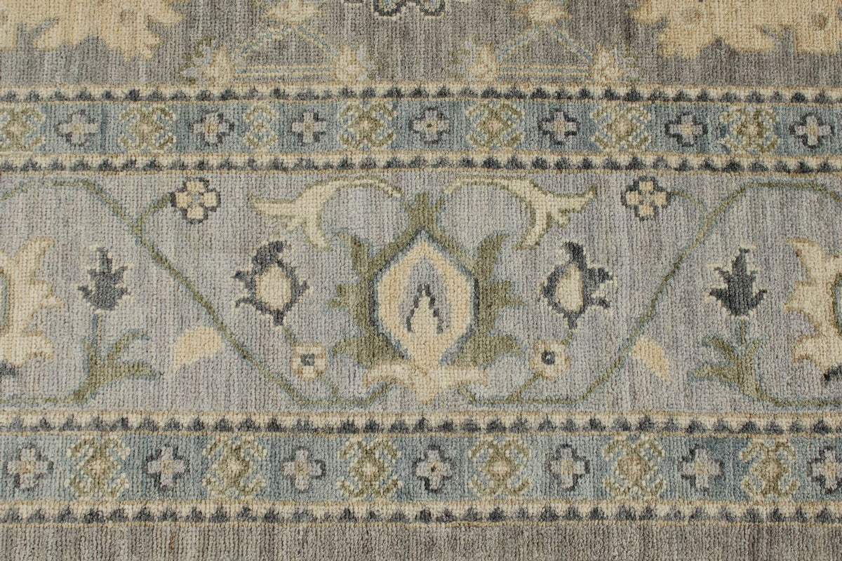 9x12 Light Gray and Light Blue Turkish Oushak Rug