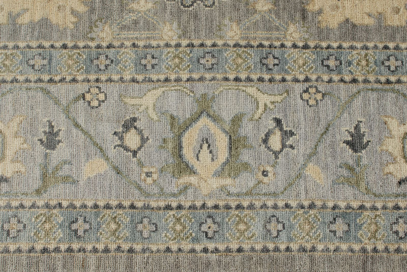 9x12 Light Gray and Light Blue Turkish Oushak Rug
