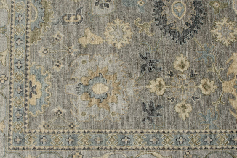 9x12 Light Gray and Light Blue Turkish Oushak Rug