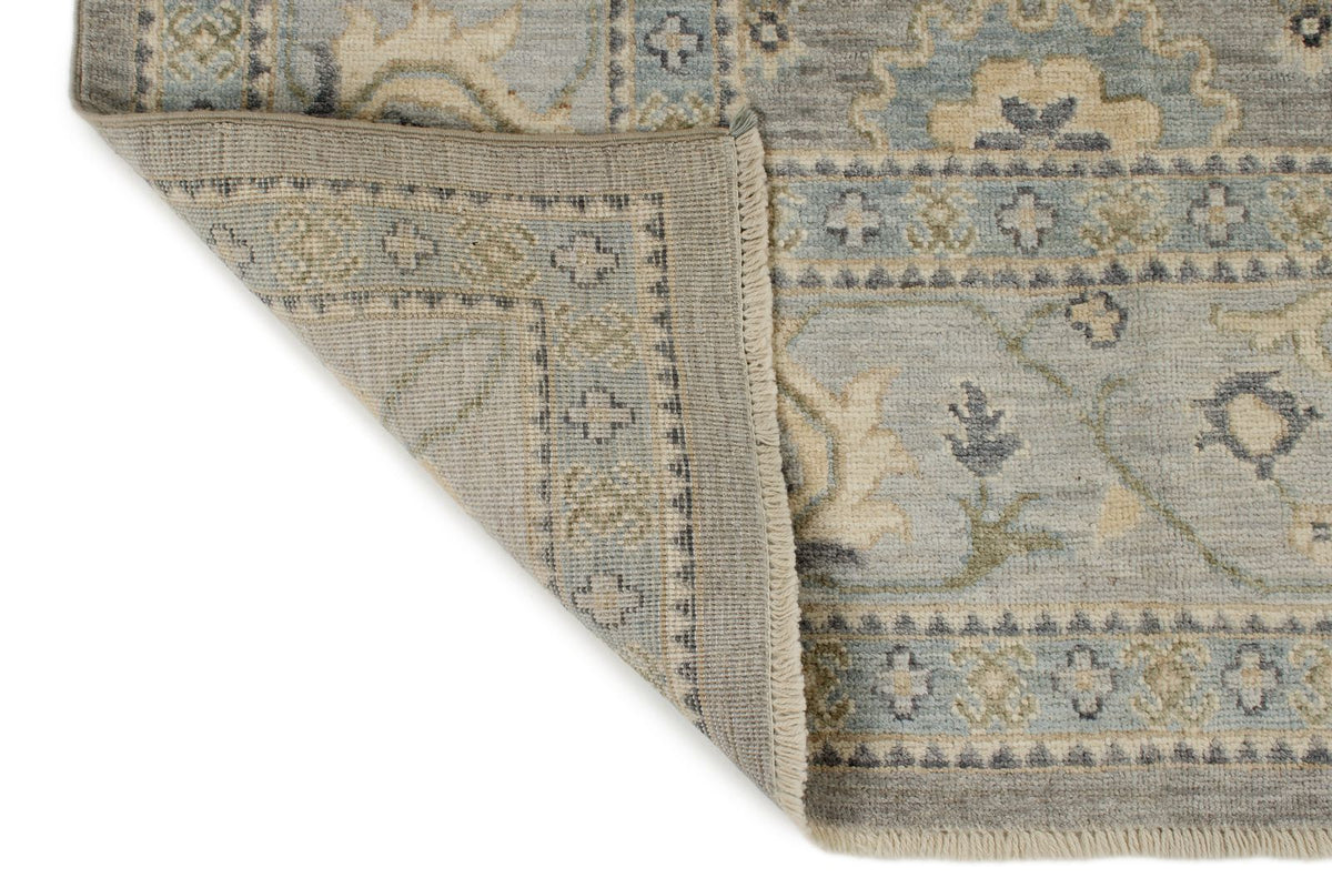 9x12 Light Gray and Light Blue Turkish Oushak Rug