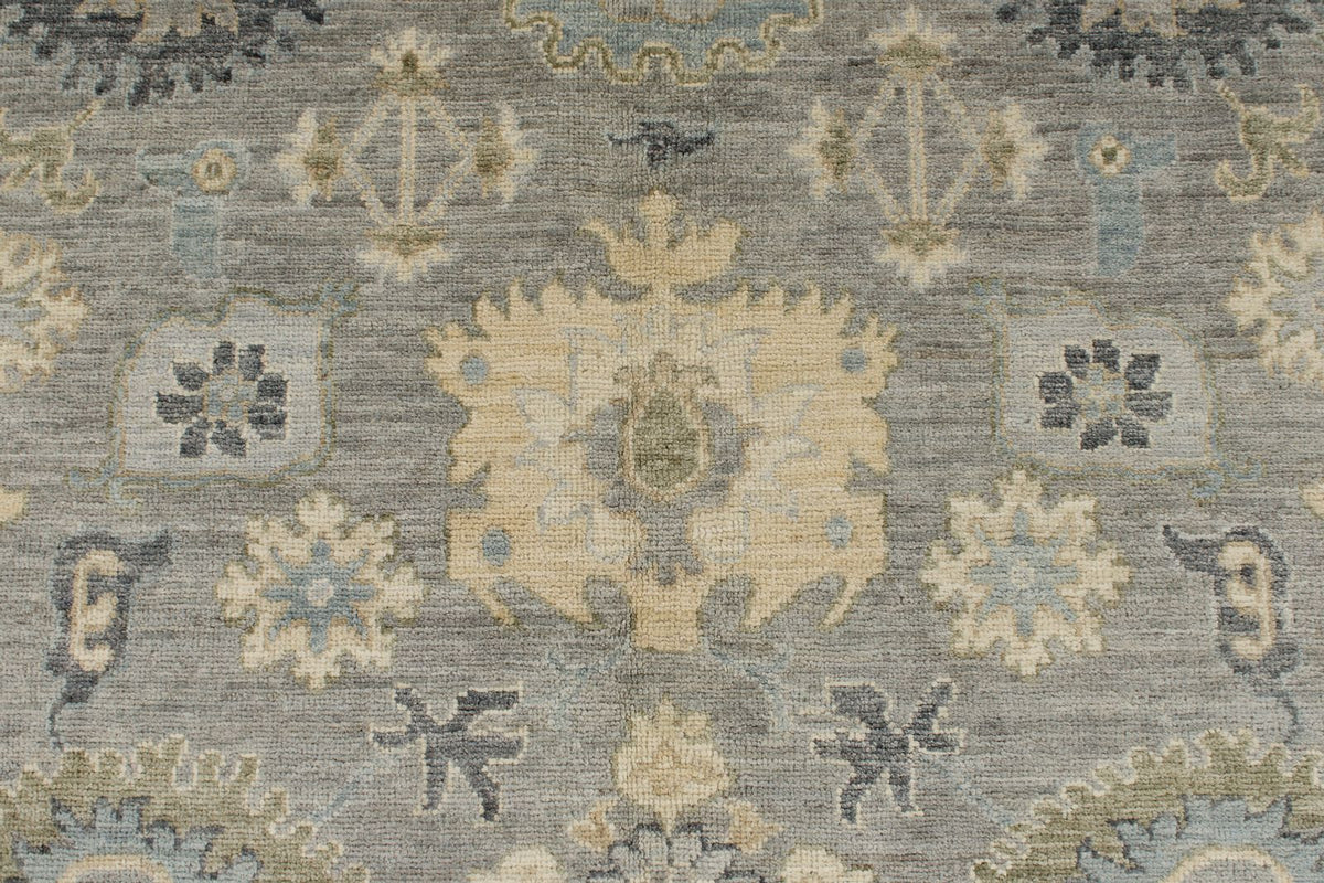 9x12 Light Gray and Light Blue Turkish Oushak Rug