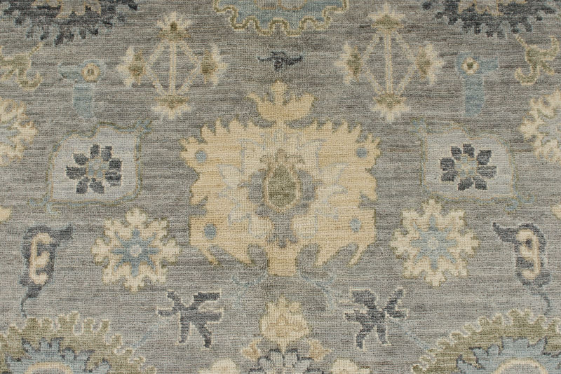 9x12 Light Gray and Light Blue Turkish Oushak Rug