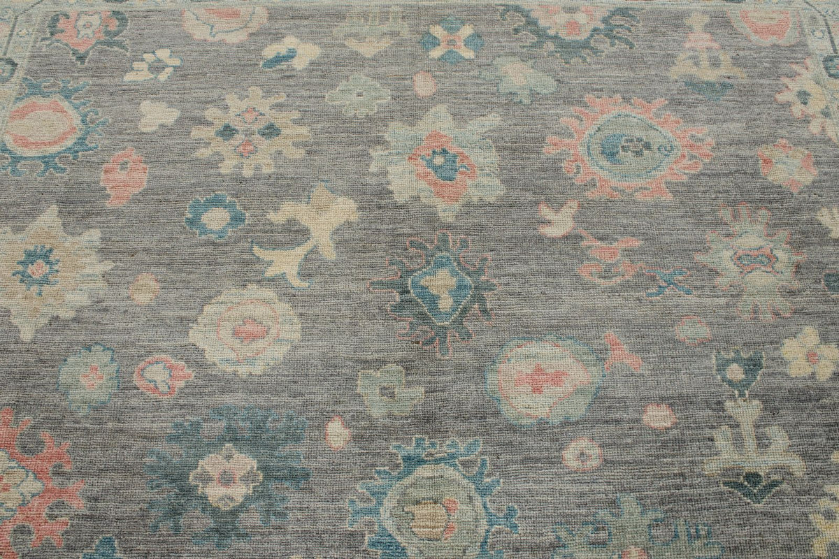 9x12 Gray and Multicolor Turkish Oushak Rug