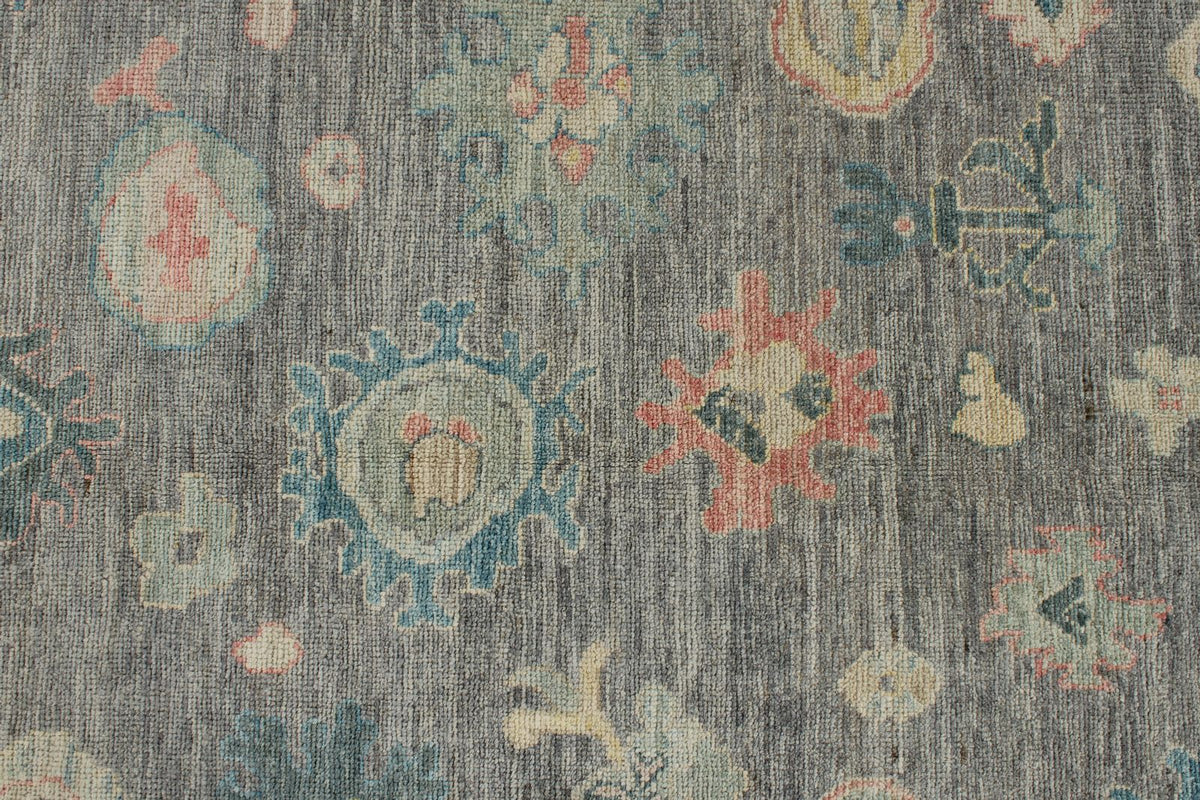 9x12 Gray and Multicolor Turkish Oushak Rug