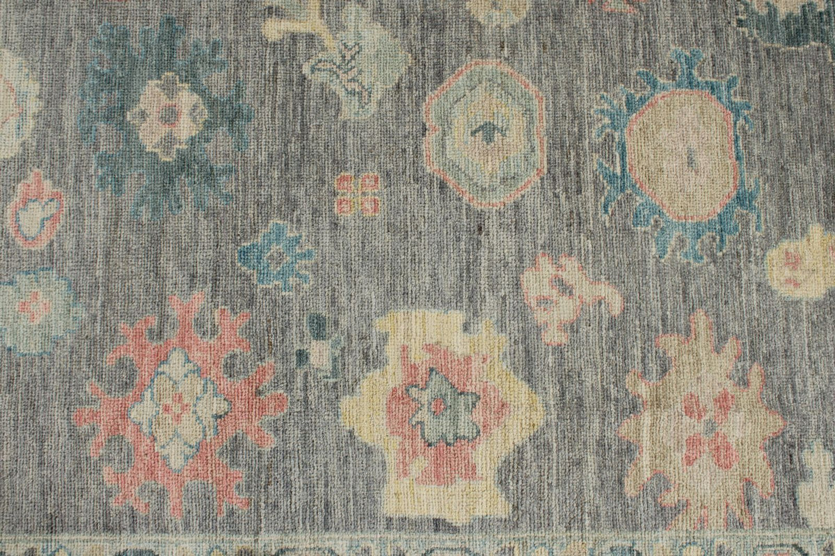 9x12 Gray and Multicolor Turkish Oushak Rug